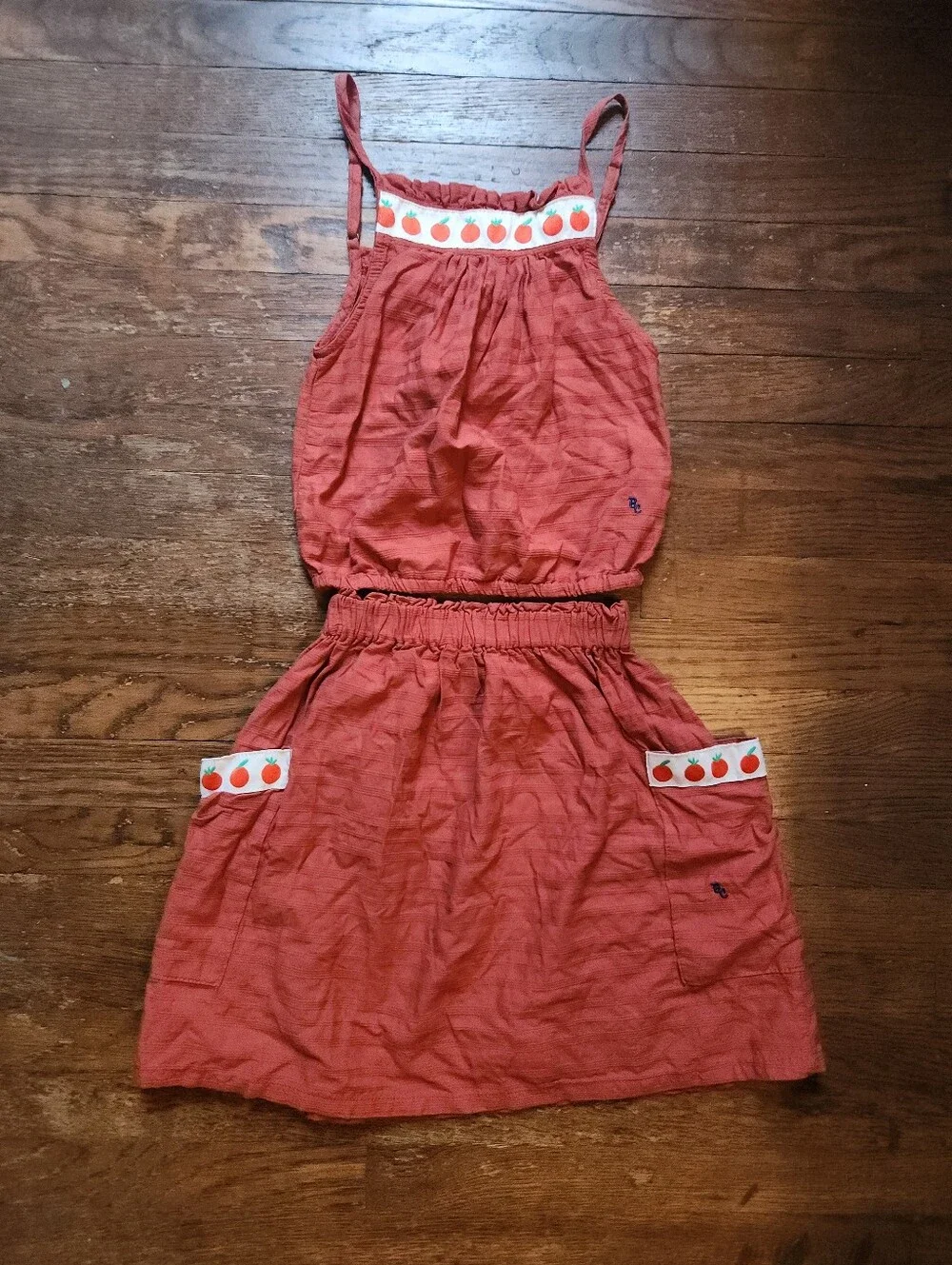 BOBO CHOSES Organic Cotton Woven Tomato Print Coord Skirt Set